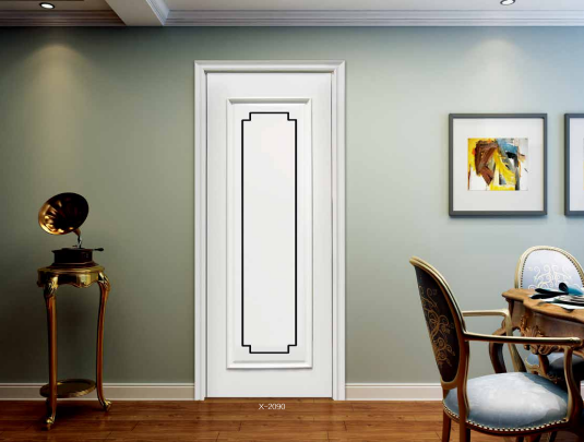 鑫順來(lái)X-2090雕花鑲金屬條平開(kāi)隔音實(shí)木烤漆門(mén)