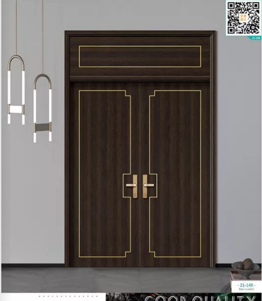 廠價(jià)新款鑫順來21-149掃碼輕奢鑲金屬條木門，掃二維碼看裝修風(fēng)格