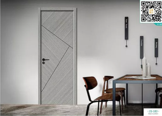 廠價(jià)新款鑫順來(lái)21-183掃碼輕奢拼貼鑲金屬條木門，掃二維碼看裝修風(fēng)格