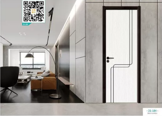 廠價(jià)新款鑫順來(lái)21-184掃碼叉色條木門，掃二維碼看裝修風(fēng)格