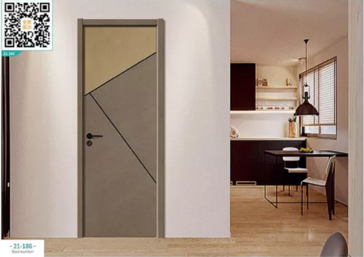 廠價(jià)新款鑫順來(lái)21-186掃碼輕奢拼貼鑲金屬條木門，掃二維碼看裝修風(fēng)格