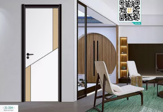 廠價(jià)新款鑫順來(lái)21-234掃碼叉色木門，掃二維碼看裝修風(fēng)格