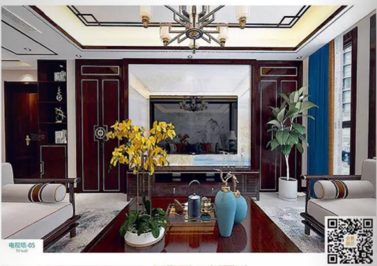 廠價新款鑫順來DQ-05掃碼輕奢電視墻，掃二維碼看裝修風格