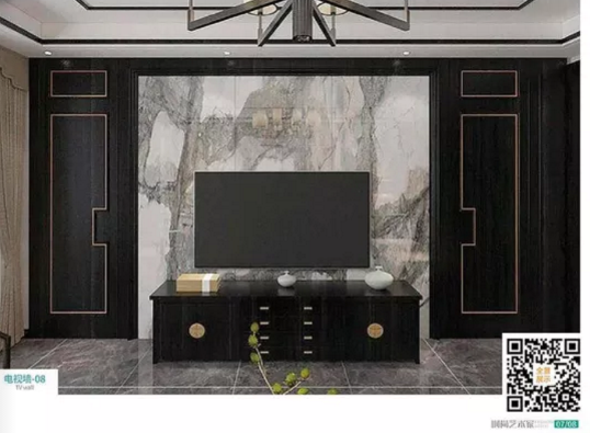 廠價新款鑫順來DQ-08掃碼輕奢電視墻，掃二維碼看裝修風格